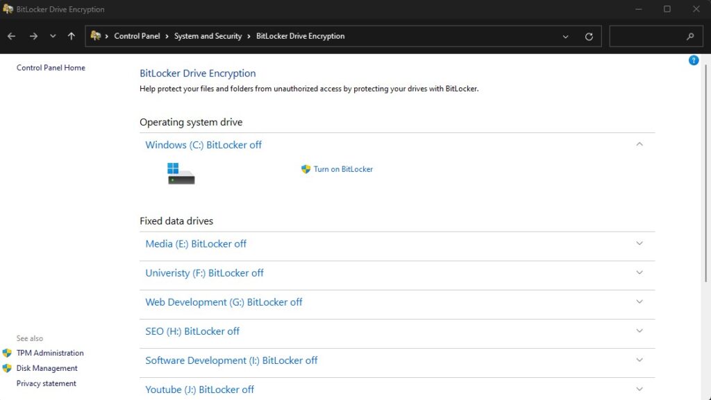 Disable Bitlocker