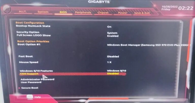 Select Disabled in CSM