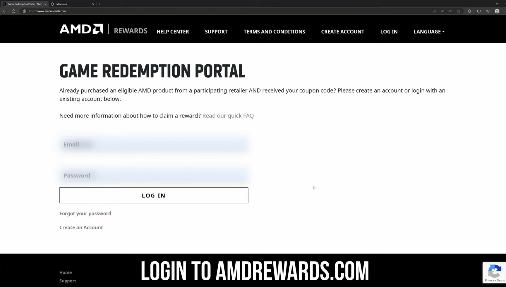 Login to AMDRewards.com