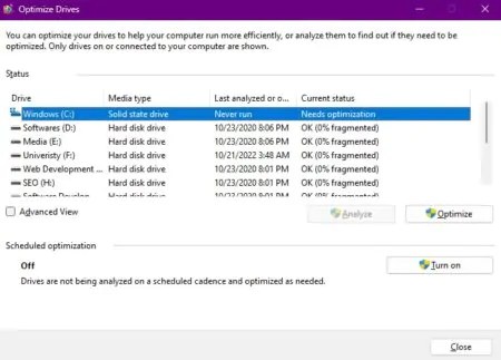 Optimize Drives