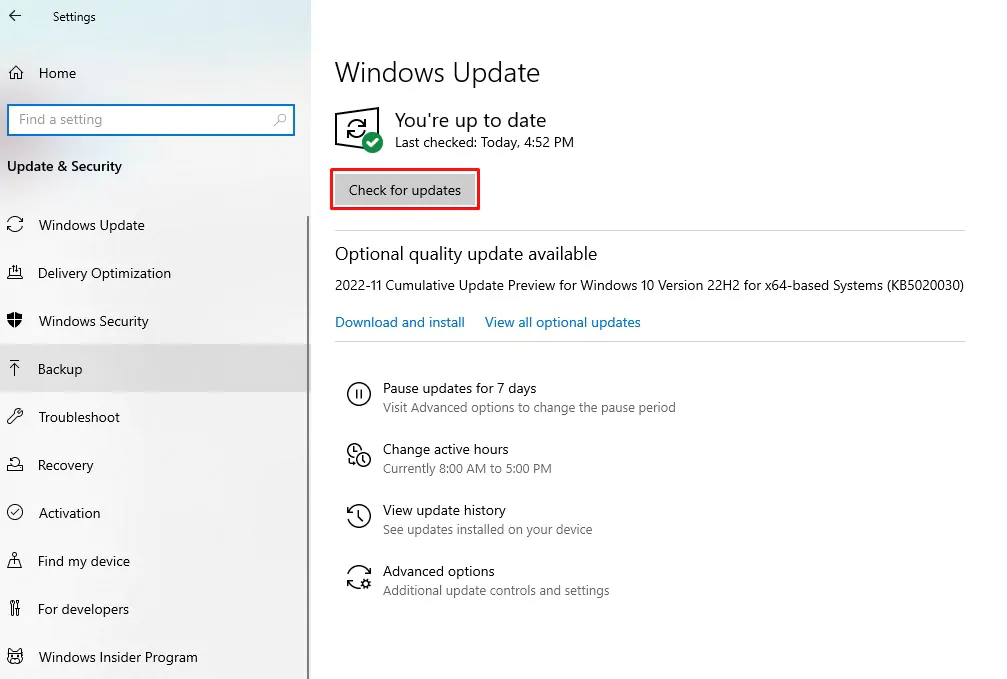 Window updates